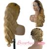 13x6 1B/27 Ombre Honey Blonde Lace Front Wigs Human Hair with Black Roots 32 Inch Body Wave Glueless Lace Frontal with Baby Hair Pre Plucked with Baby Hair for Women HD Transparent 150% Density Wig view 3
