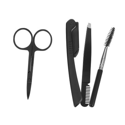 BESTYASH 2sets Eyebrow Trimming Kit Eyebrow Shaping Tools with Scissors Tweezers Brush for Precise Brow Grooming