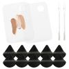 2 Pack Acrylic Makeup Mixing Palette with 2 Stainless Steel Scrapers & 10 Reusable Powder Puffs  Ideal for Facial Cosmetics, Nail Art Pigment Blending view 1