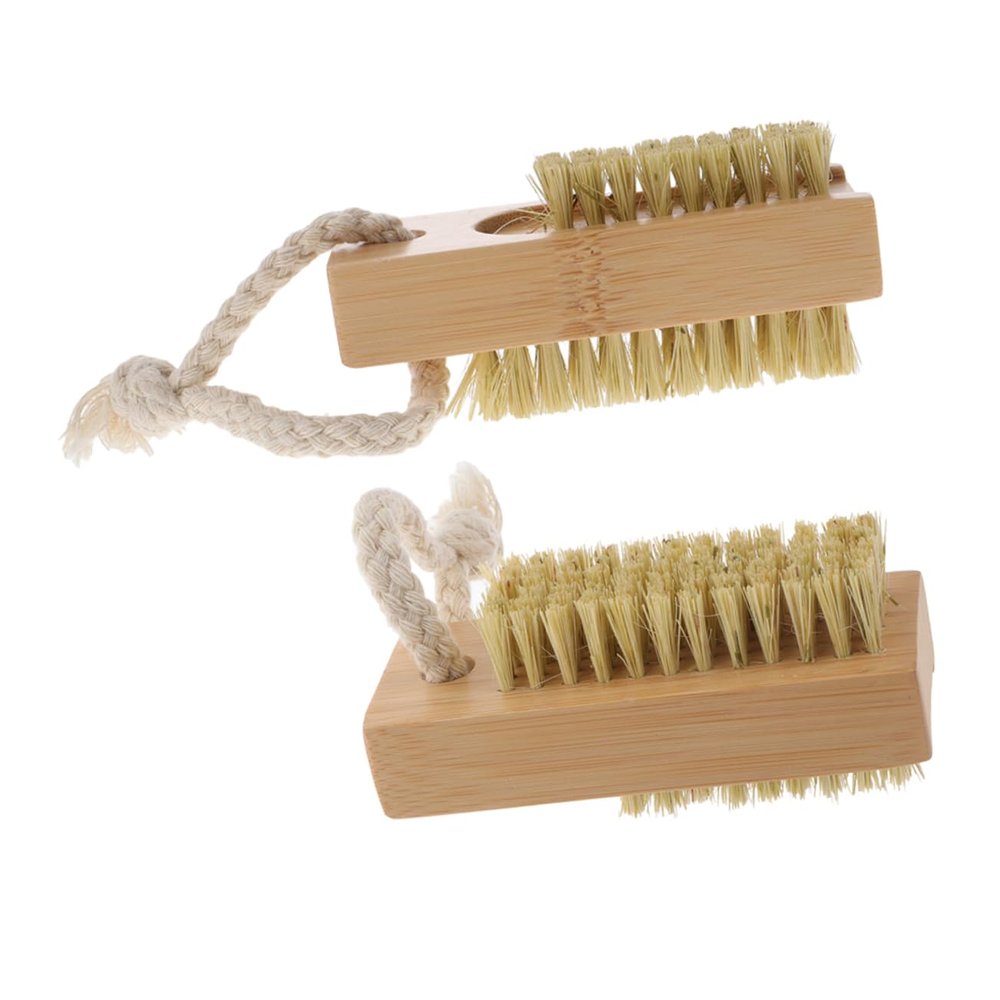 Beaupretty 2pcs Nail Cleaner Brush Portable Ergonomic Wood Nail Scrub Brushes Soft Bristles for Manicure and Pedicure Use