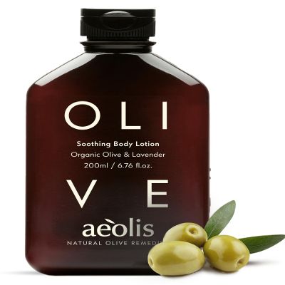 AEOLIS Soothing Body Lotion with Olive & Lavender  Hydrating Moisturizer with Aloe Vera, Shea Butter & Vitamin E  Non-Greasy, Vegan Skincare for All Skin Types  6.76 fl oz