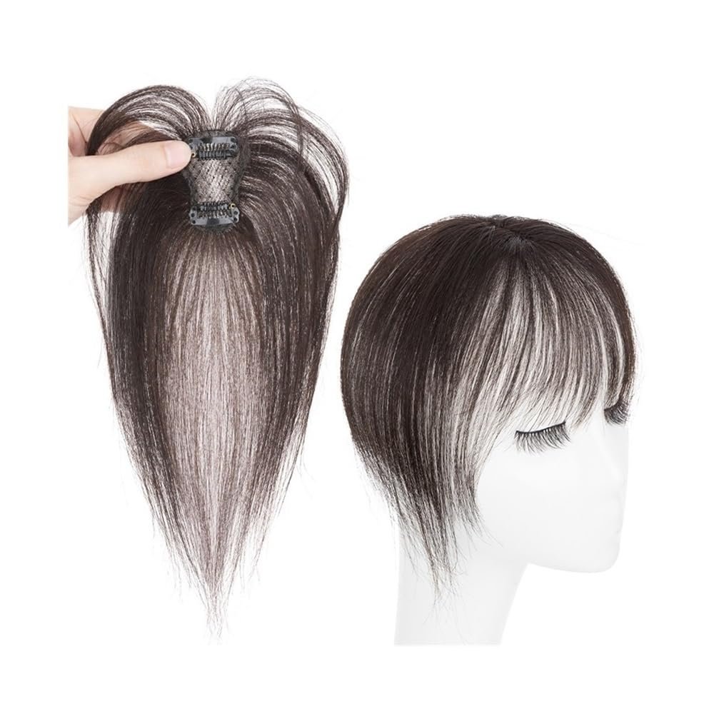 3D Human Hair Bangs Clip In Fringe Hair Extensions with Temples Invisible Hair Clips Bangs(#1B)