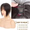 3D Human Hair Bangs Clip In Fringe Hair Extensions with Temples Invisible Hair Clips Bangs(#1B) view 4