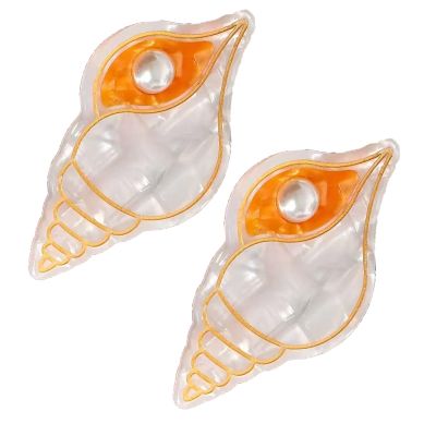 2PCS Conch Hair Clips,Conch Hair Alligator Clips,Cute Conch Hair Duckbill Clips,Animal Shape Hair Clip,Acetate Hair Clips for Girls,Small Hair Barrette for Women (Conch)