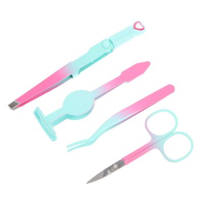 DEARMAMY Professional Stainless Eyebrow Clip Brush Tweezer Kit for Women Facial Hair Removal