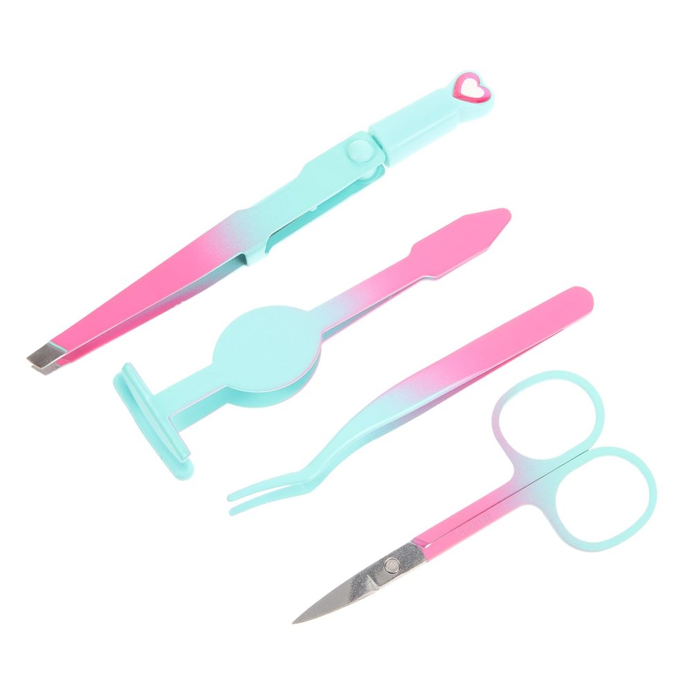 DEARMAMY Professional Stainless Eyebrow Clip Brush Tweezer Kit for Women Facial Hair Removal