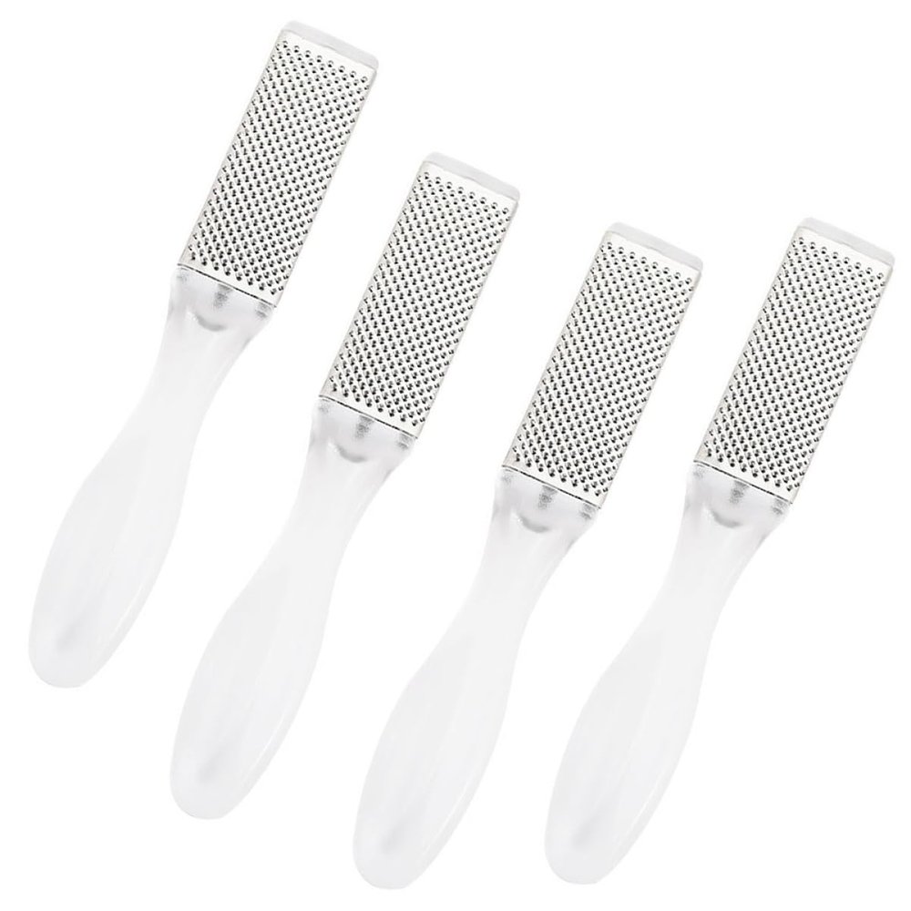 FOYTOKI 4Pcs Double Sided Stainless Steel Foot File Durable Remover and Exfoliating Massage Tool for Smooth Feet for Home Use and Travel