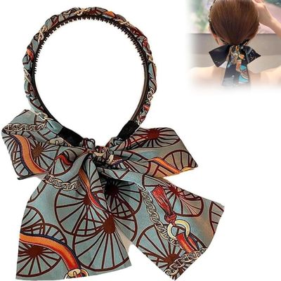 2025 New Satin Fabric Hair Bands, Retro Satin Cross Knotted Fabric Headband, Ribbon for Hair Fashionable Adjustable Bowknot Hairbands, Suitable for Women Of All Ages To Wear (Blue, one size)
