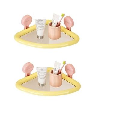 2PCS Shower Caddy with Suction Cups, Wall Mounted Bathroom Storage Shelf (yellow)