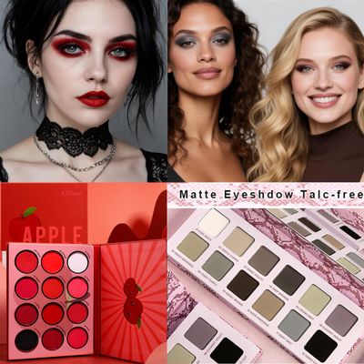 Afflano Cool Toned Matte Natural Eyeshadow Palette For Mature Eyes + Red Black Eyeshadow Palette, Highly Pigmented, Blendable Netural Colors Long-Wear, Red Eyeshadow for Brown Goth Natural Makeup