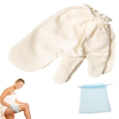 A Pair Dry Brushing Gloves, Raw Silk Gloves,Daily Massage & Exfoliating Silk Gloves, for Skin Brushing with Elastic Wristband for Men and Women Massage