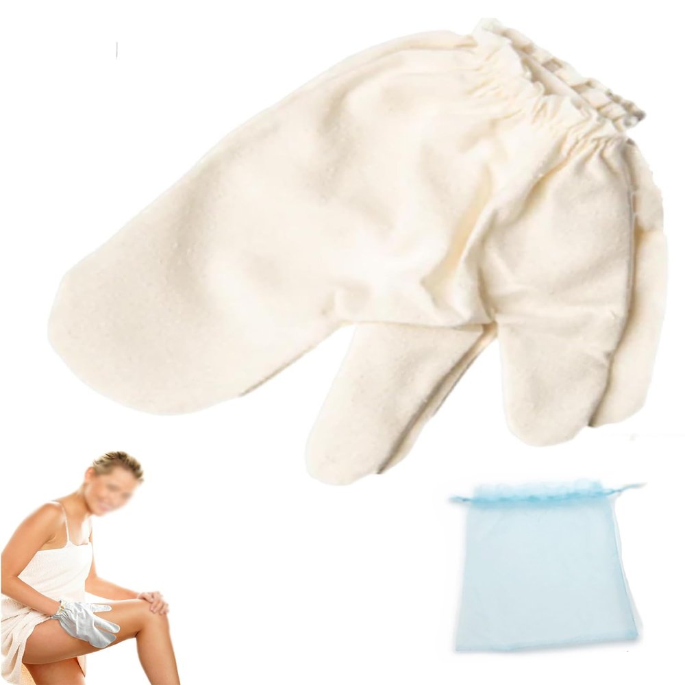 A Pair Dry Brushing Gloves, Raw Silk Gloves,Daily Massage & Exfoliating Silk Gloves, for Skin Brushing with Elastic Wristband for Men and Women Massage