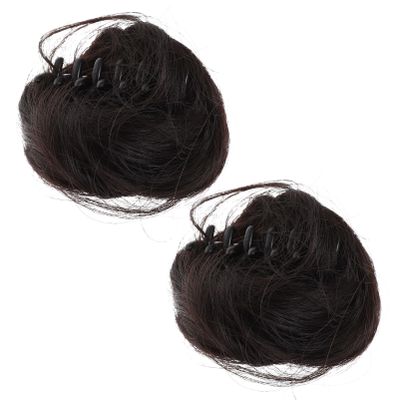 Ipetboom 2pcs Claw Clip Hair Bun Extensions for Women Messy Updo Synthetic Hairpieces Wavy Ponytail Accessories for Casual Wear and Events