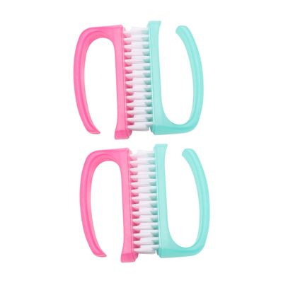 Baluue 4pcs Nail Cleaning Brush Fingernail Scrub Brush for Manicure Nail Art Clean up Easy to Use Random Color