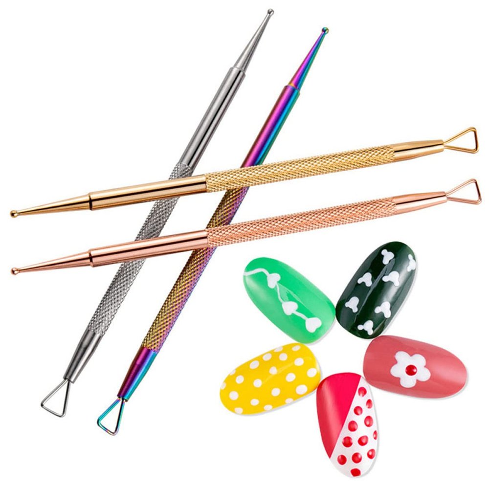 FOMIYES 4pcs Nail Art Pusher Kit Professional Nail Tools Cuticle Peeler Dotting Pen for Manicure Pedicure