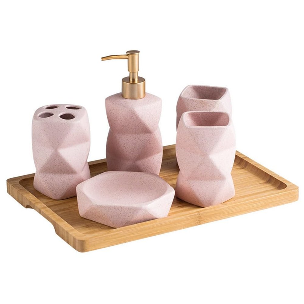 THJKUPO Ceramic Toiletries 4-Piece Nordic Toiletries 4-Piece Bathroom Gift Set Mouthwash Cup