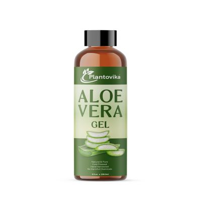 Plantovika Aloe Vera Gel - Natural, Hydrating, Soothing for Face, Skin, Hair, Sunburn - 8 Fl Oz