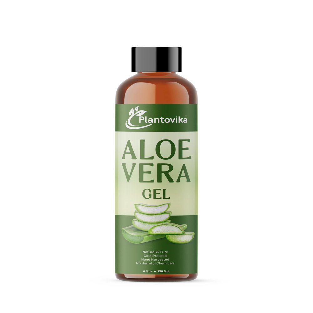 Plantovika Aloe Vera Gel - Natural, Hydrating, Soothing for Face, Skin, Hair, Sunburn - 8 Fl Oz