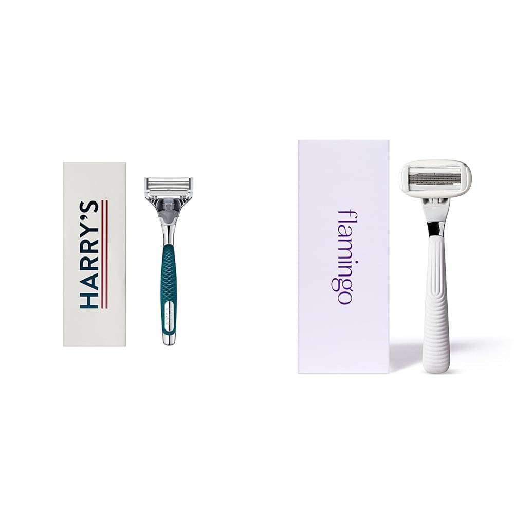 Harry's & Flamingo Razor Bundle, His and Her Shaving Razor with Chrome Handle