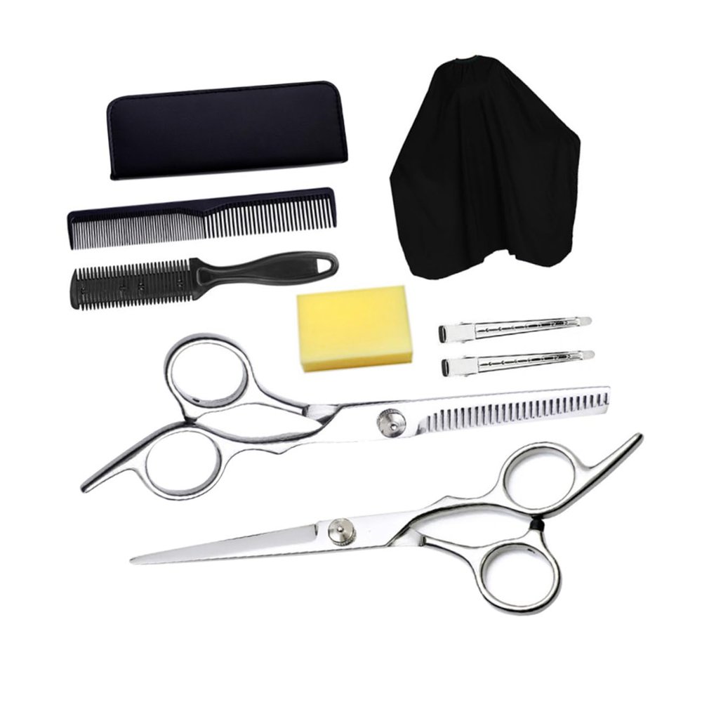 CALLARON 1 Set 9Pcs Stainless Steel Hair Scissor Set Professional Grooming Hairdressing Tools for Barbers and Home Use Non Slip Comfort Durable Design