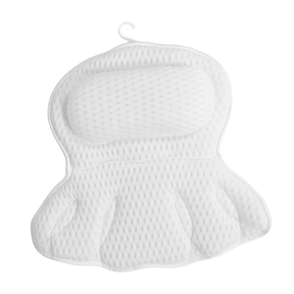 Beaupretty Bath Pillow Ergonomic Headrest for Tub Machine Washable Neck and Back Support Non-Slip Suction Cups for Relaxing Soaks Bathtubs and Hot Tubs