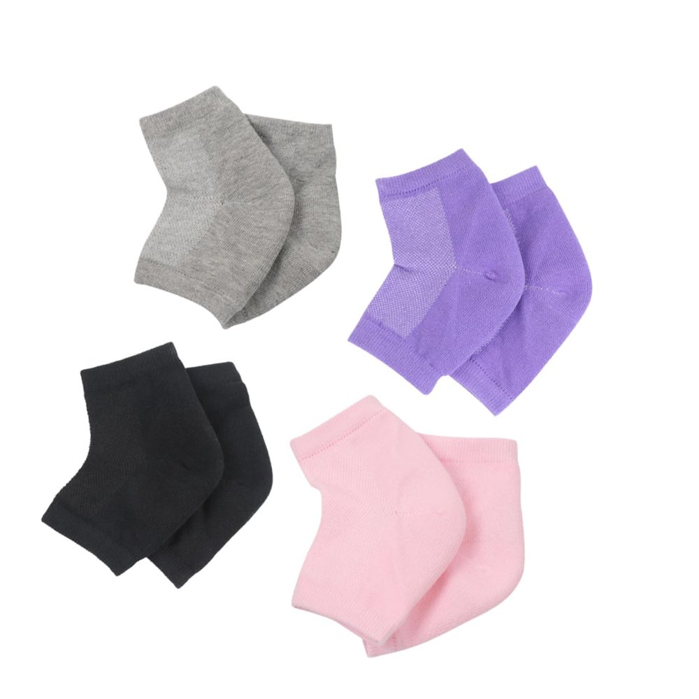 Baluue 4pairs Breathable Ankle Socks Gel Pad for Men Women Cracking Moisturizing Grey