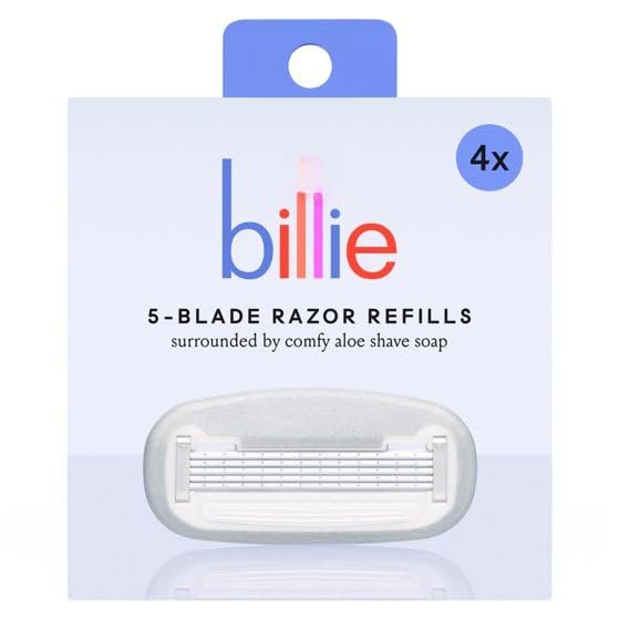 Bilie Womens Razor 5-Blade Razor Cartridge Refills, Nickel-Free with Alo 4 Ct (pack of 1)