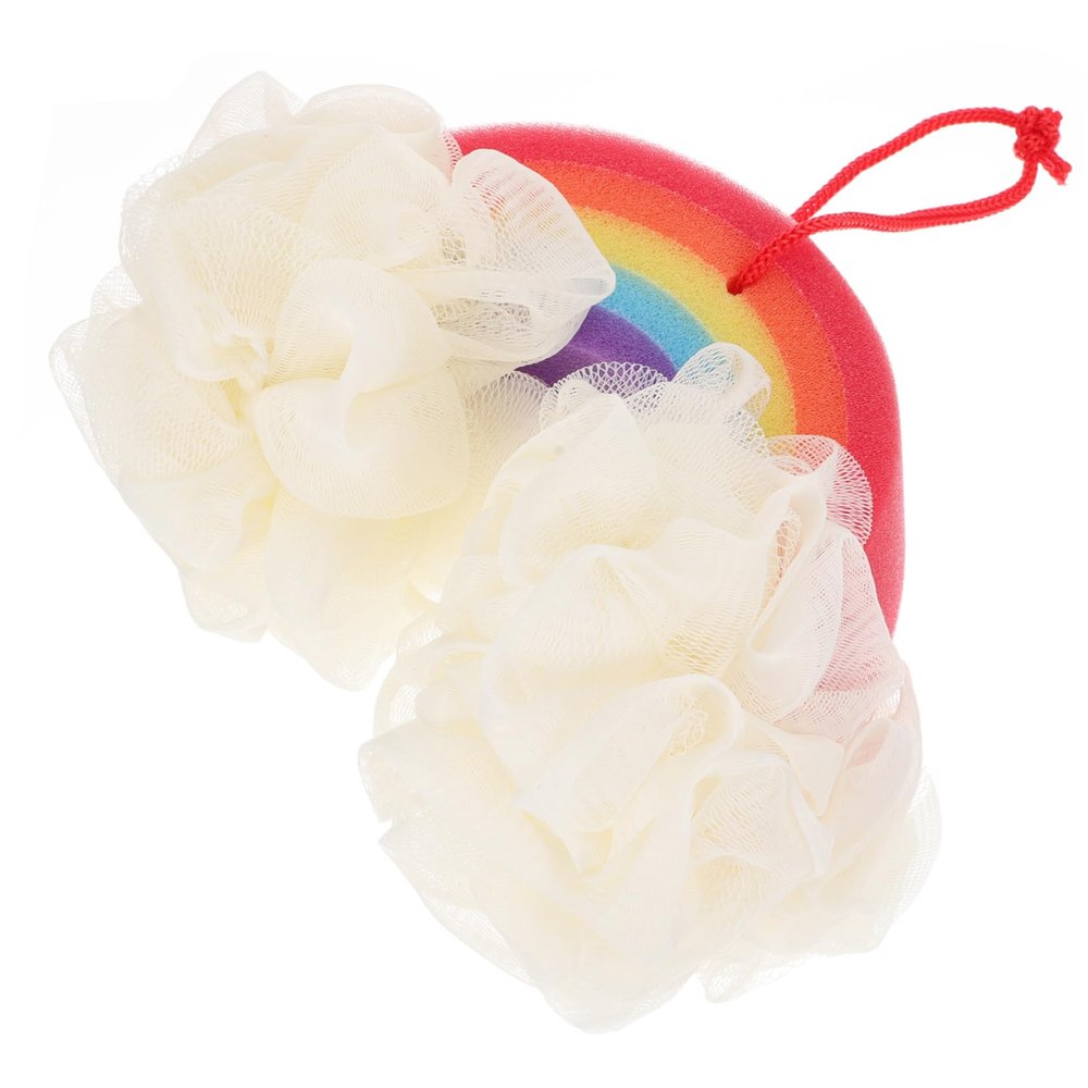 Healvian 1pc Colorful Rainbow Bath Sponge Soft Ultra Absorbent Shower Body Scrubber for Boys and Girls Gentle Exfoliation Fun Bathing for Bath