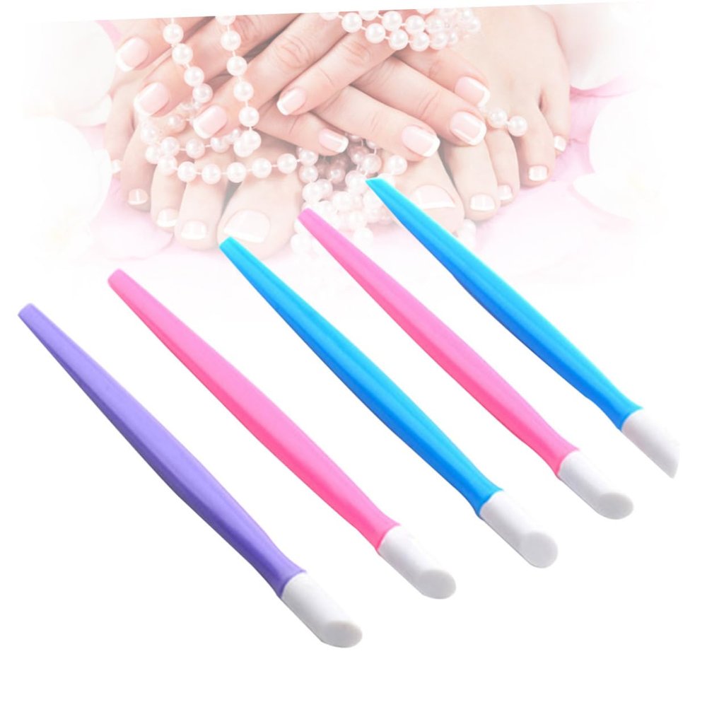 Baluue 10pcs Ergonomic Handle Nail Cuticle Pusher Dead Skin Remover Pedicure Tool Random Color