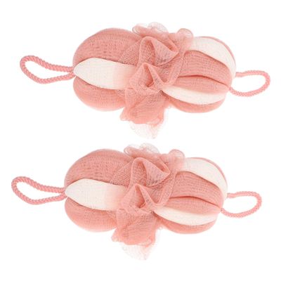 Vaguelly 2Pcs Long Back Cleaning Bath Flower Shower Balls Colorful Foaming Bath Balls for Adults Exfoliating Mesh Bathing Supplies for Spa Relaxation