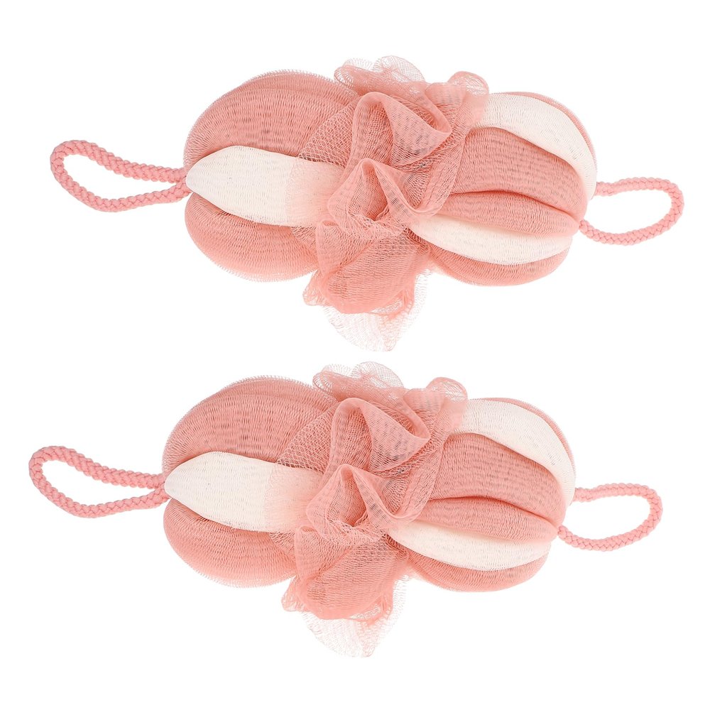 Vaguelly 2Pcs Long Back Cleaning Bath Flower Shower Balls Colorful Foaming Bath Balls for Adults Exfoliating Mesh Bathing Supplies for Spa Relaxation