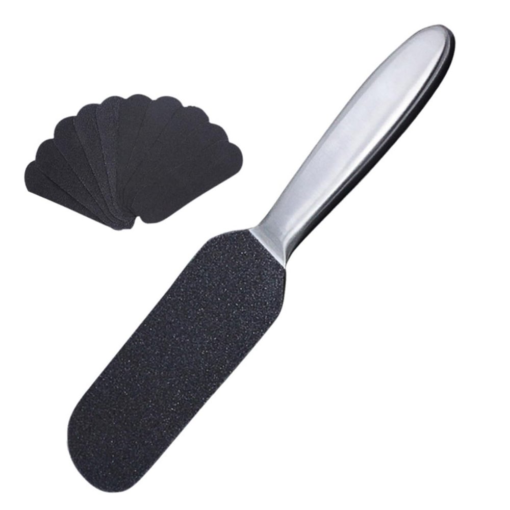 Baluue 1set Foot Remover Tools Stainless Steel Handle and Replaceable Sandpaper for and Dead Skin Removal Handle Sandpapers