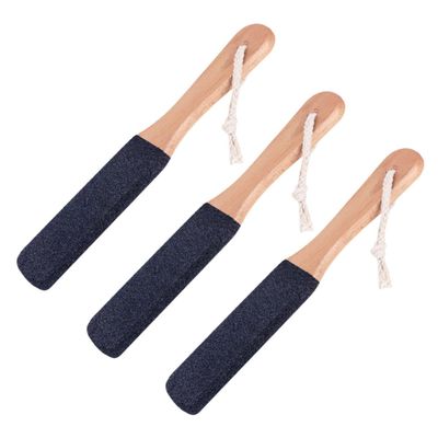 CALLARON 3pcs Pedicure Files for Feet Double-Sided Foot File Callus Remover Smooth Skin Beech Wood Handle