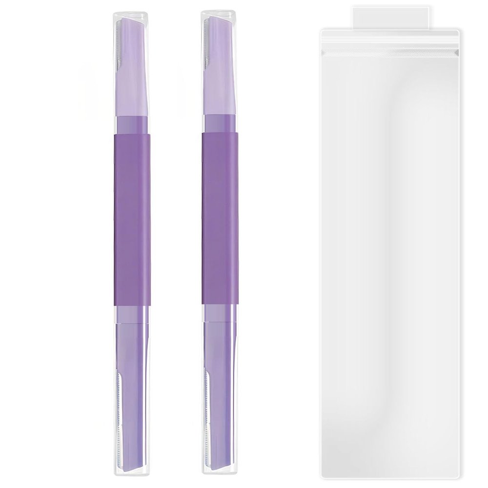 Eyebrow Razor for Women Face,Dermaplane Razors with Cover for Peach Fuzz Facial Hair Removal 2Pcs