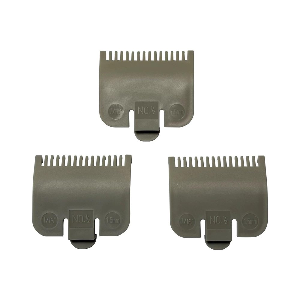 (3 Pack) (1/16") Hair Clipper Guards No.1/2 Cutting Guides Compatible with Most Wahl Clipper, Grey
