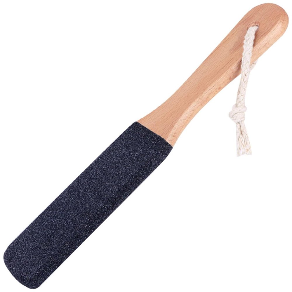 Baluue 2pcs Wooden Handle Foot Rasp Remover Tool for Smooth Feet Double-Sided Pedicure File for Home and Travel Use Ergonomic Design Material Black