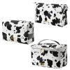 bag,Makeup Bag, 3 Pcs/Set Waterproof Cow Print Makeup Bag Travel Cosmetic Bag Portable PU Leather Multifunction Organizer Storage Bag Cute Milk Cow Grain Toiletry Bags Pouch Bags view 1