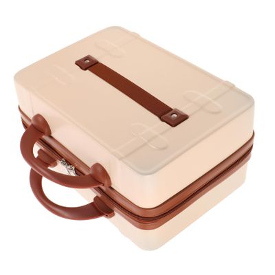 Baluue Travel Makeup Bag Brush Organizer Mini Suitcase Vintage Style Portable Makeup Case for Women Abs Compact Spacious