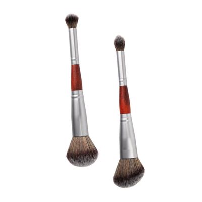WRITWAA 2pcs Dual Ended Makeup Brush for Women Soft Blending Brushes for Loose Powder and Eye Shadow Portable Cosmetic Tools for Contouring and Highlighting