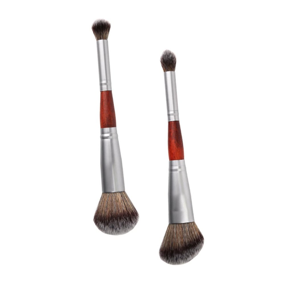 WRITWAA 2pcs Dual Ended Makeup Brush for Women Soft Blending Brushes for Loose Powder and Eye Shadow Portable Cosmetic Tools for Contouring and Highlighting