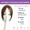 10" Clip in Bangs Hand-tied Base, 360 Clip In Hair Topper No Bangs Upgrade Handmade Hair Extensions (Light Brown) view 2