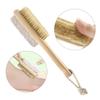 Baluue Natural Remover with Bristle Brush Pumice Stone Exfoliating Foot Scrubber for Smooth Skin Wood Handle Tool for Massage view 4
