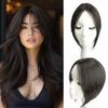 10" Clip in Bangs Hand-tied Base, 360 Clip In Hair Topper No Bangs Upgrade Handmade Hair Extensions (Brownish Black) view 1