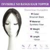 10" Clip in Bangs Hand-tied Base, 360 Clip In Hair Topper No Bangs Upgrade Handmade Hair Extensions (Brownish Black) view 2