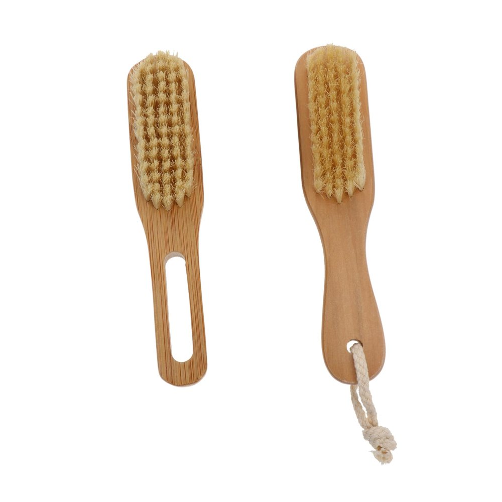 Baluue 2pcs Double Sided Wooden Nail Brushes for Fingernail Cleaning Comfortable Grip Nail Art Tool Gentle Bristle Design for Healthy Grooming Portable Manicure and Essential