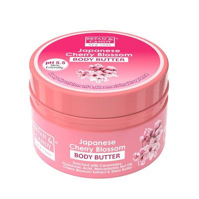 B.R.Y.A.N & C.A.N.D.Y Japanese Cherry Blossom Body Butter | pH 5.5 Balanced & 72-Hour Hydration | Luxuriously Soft, 100% Vegan Skincare for Men & Women