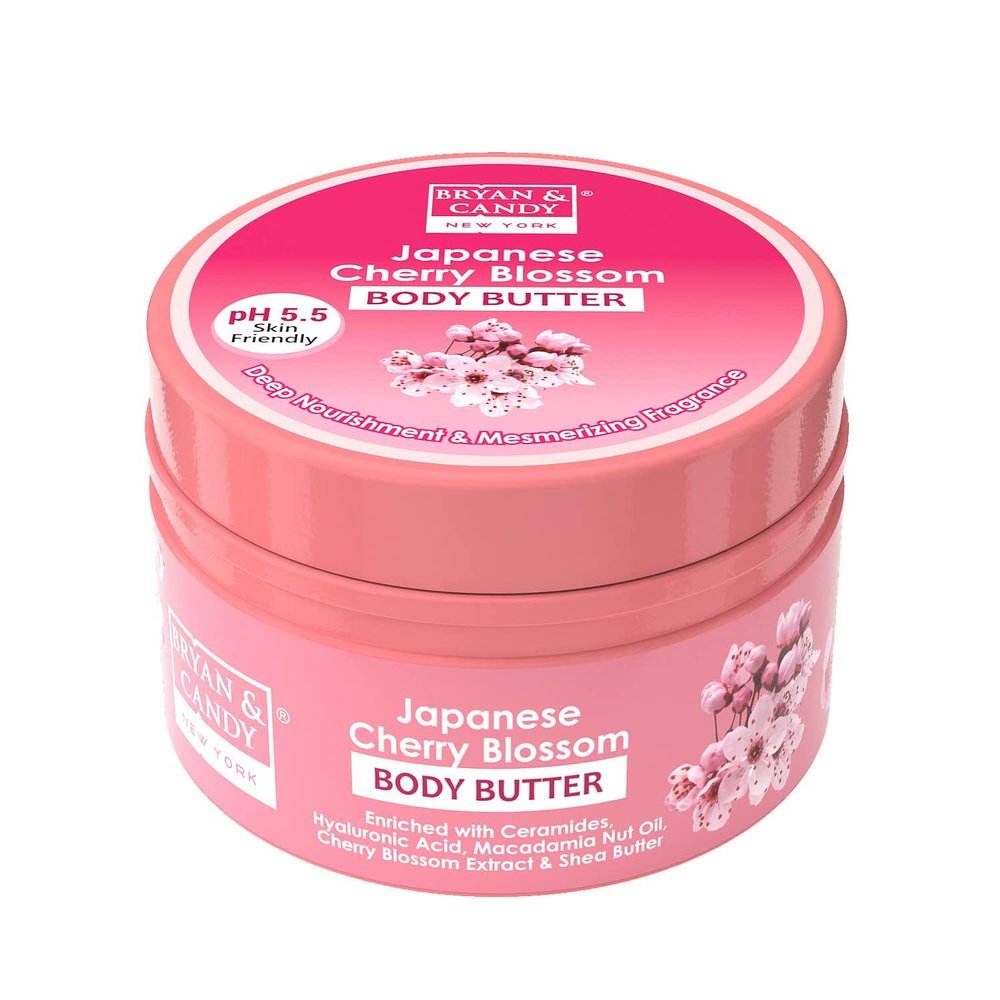 B.R.Y.A.N & C.A.N.D.Y Japanese Cherry Blossom Body Butter | pH 5.5 Balanced & 72-Hour Hydration | Luxuriously Soft, 100% Vegan Skincare for Men & Women