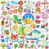 100+ Piece Kids Temporary Tattoos, Hawaiian Luau Tropical Beach Party Tattoos, Summer, Flamingo, Hibiscus Flowers,Palm Trees, Pineapple, Tiki Mask,Coconuts view 2