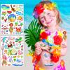 100+ Piece Kids Temporary Tattoos, Hawaiian Luau Tropical Beach Party Tattoos, Summer, Flamingo, Hibiscus Flowers,Palm Trees, Pineapple, Tiki Mask,Coconuts view 4