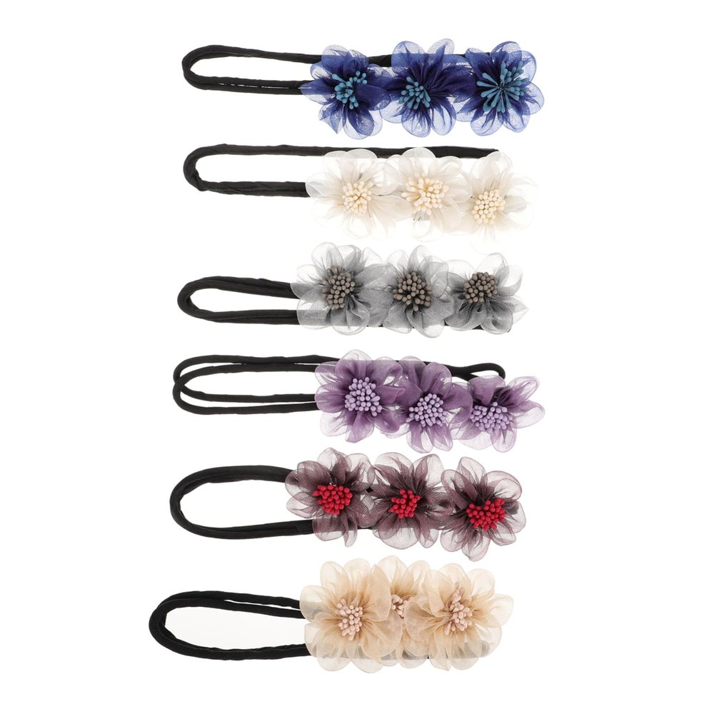 ARTSEWPLY 6pcs Elegant Flower Hair Bun Maker Lightweight Ribbon Styling Tools for Girls for Parties and Everyday Wear
